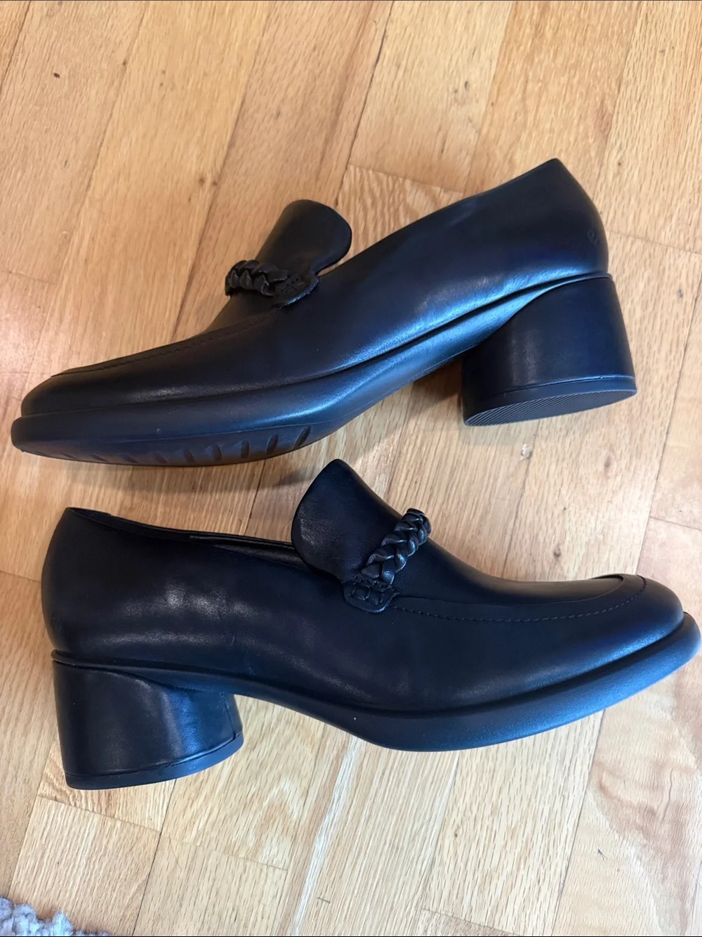 Ecco Black  Braided Leather Loafer